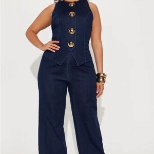 Fashion Nova Sonya Denim Jumpsuit - Indigo Size:1X